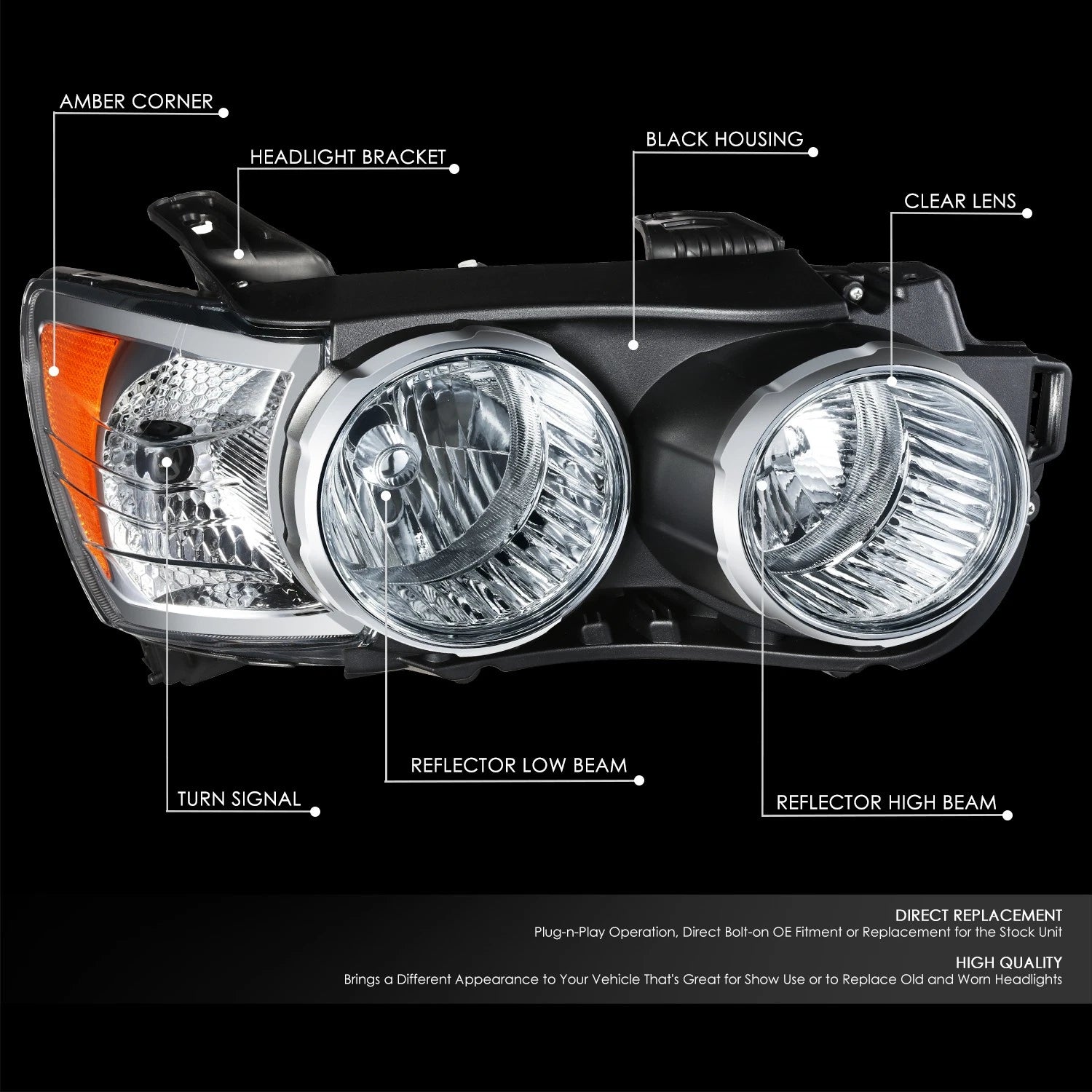 Passenger Side Headlight Assembly for Chevy Sonic (2012–2016) OE Style Chrome