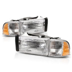Set of 2 Halogen Chrome Headlights for Dodge Ram 1500 2500 3500 (1994-2002)