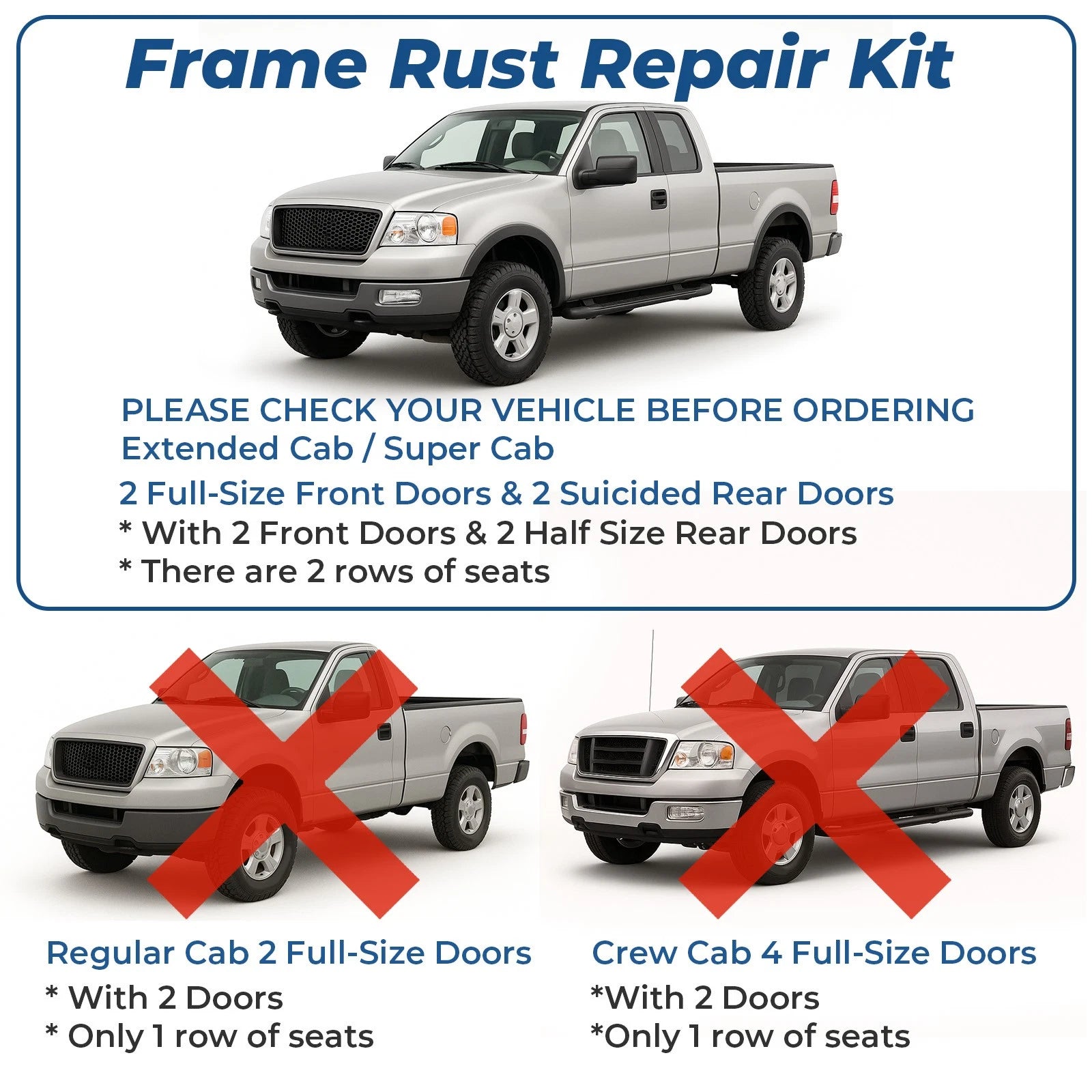 Mid Frame Rail Rust Repair Kit Pair for Ford F150 (2004–2008)