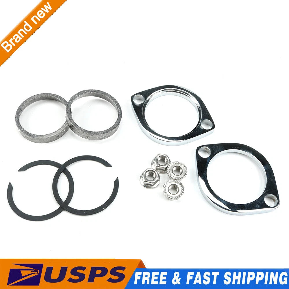 Exhaust Flange Install Kit for Harley Davidson (C-Clips, Serrated Nuts)