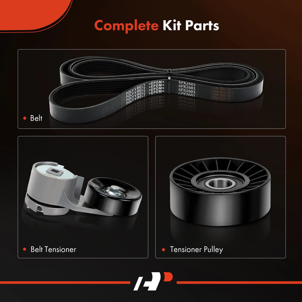 3X Serpentine Belt Drive Component Kit for Ford E-150 E-250 (1992-2014)