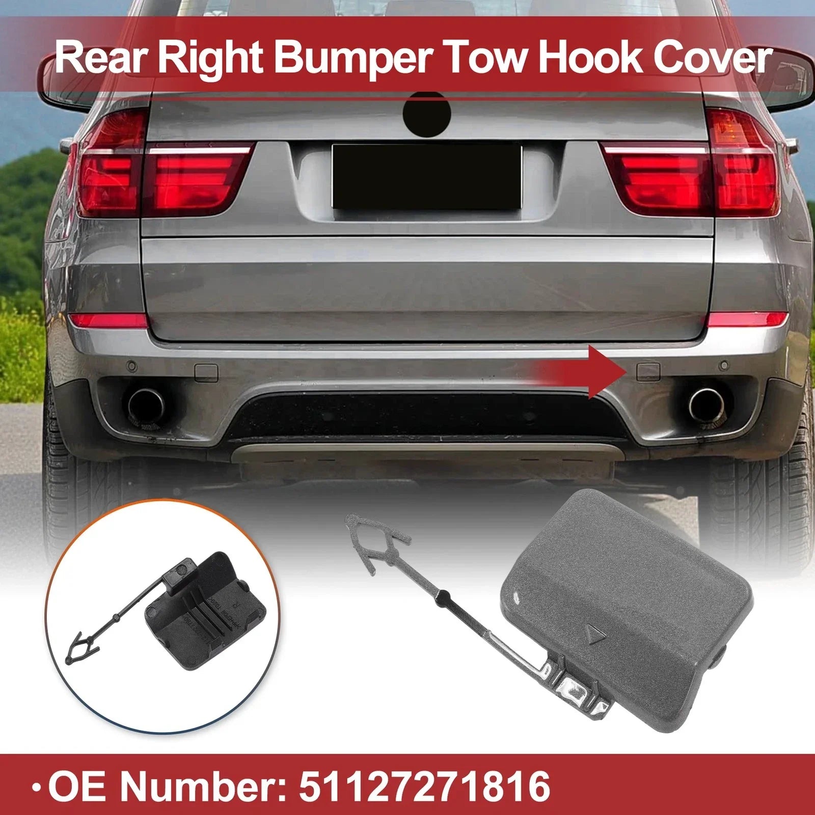 Car Tow Hook Cover Cap for BMW X5 E70 (2011-2013)