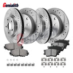 Set of 2 Front 296mm + Rear 281mm Disc Rotors Brake Pads for Toyota RAV4 (2006–2018)