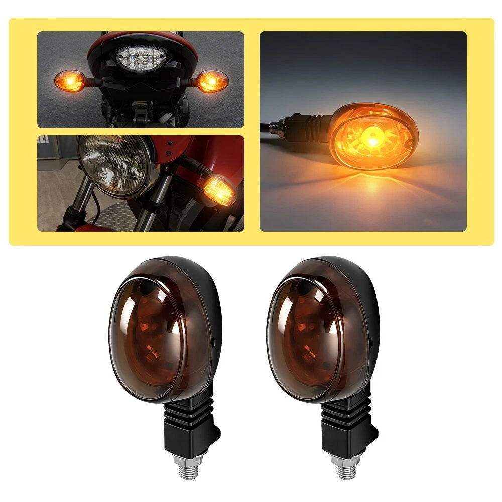Pair Smoked Amber Turn Signal Lamps M10 for Buell X1 (1999–2002) Blast (2000–2010)