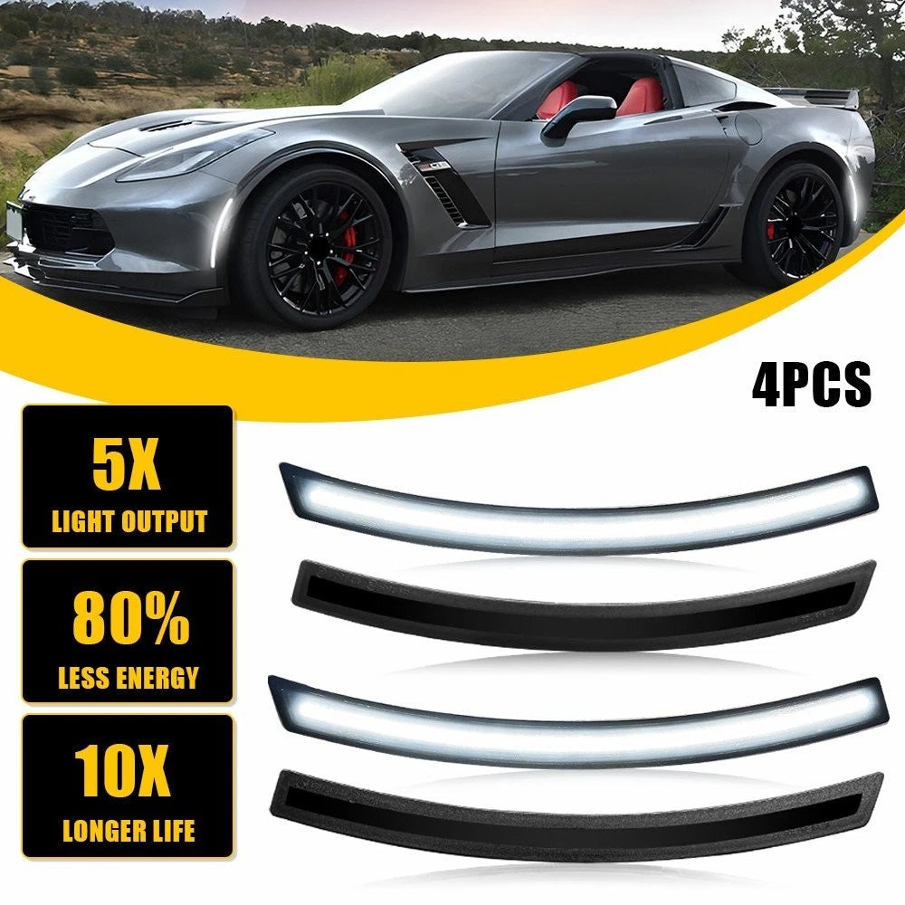 4X Smoked LED Side Marker Lights for Chevy Corvette C7 (2014–2019)