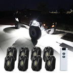 8X White Rock Lights w/ Remote Control for Trucks SUV ATV UTV Golf
