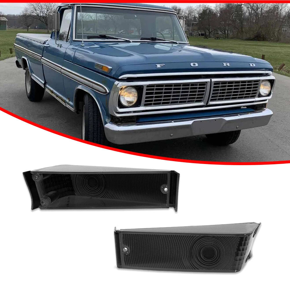 Pair Smoke Front Turn Signal Light Lenses for Ford F100 F250 F350 (1970–1972)