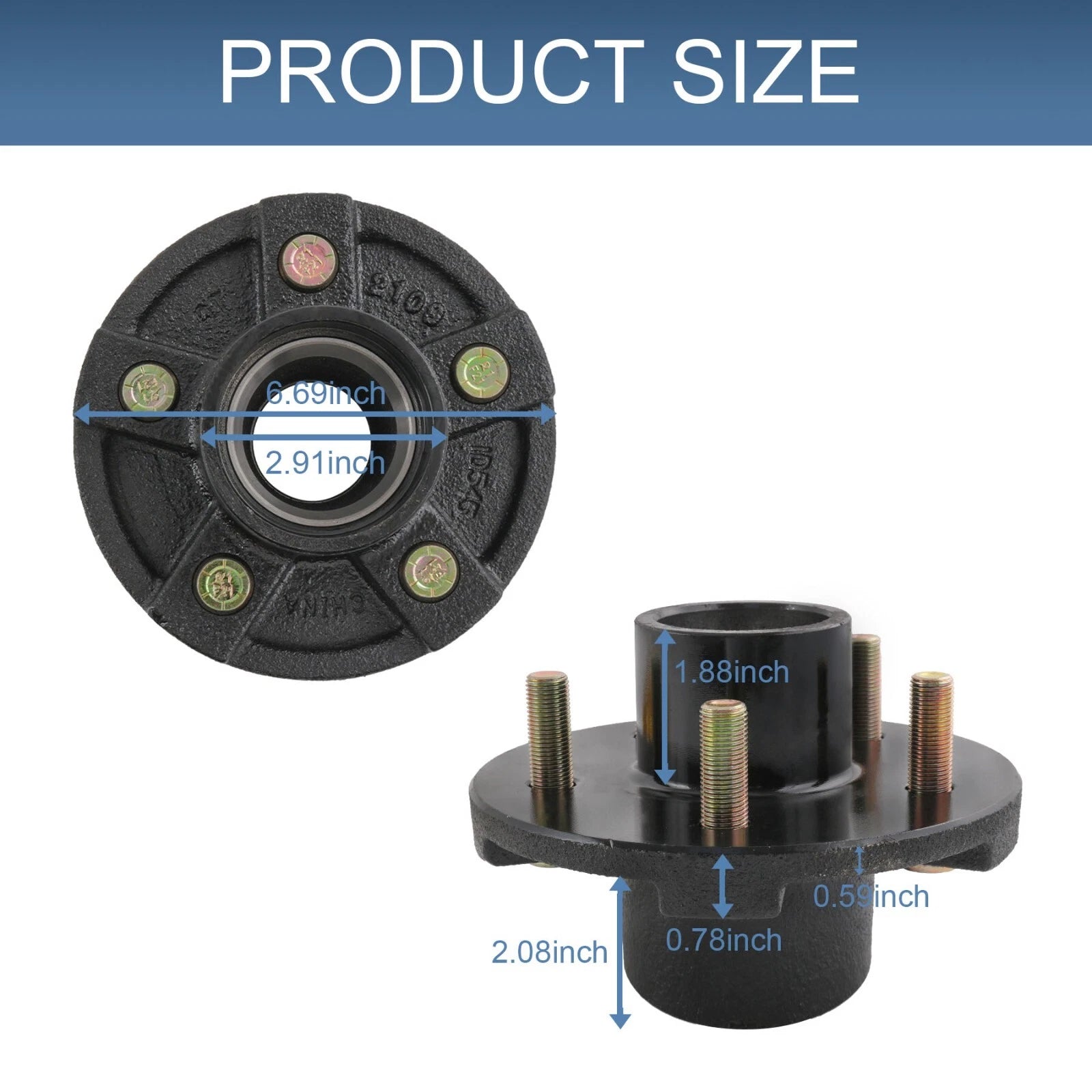 2 Trailer Idler Hub Kits for 3500 lbs Axle (5 on 4.5)