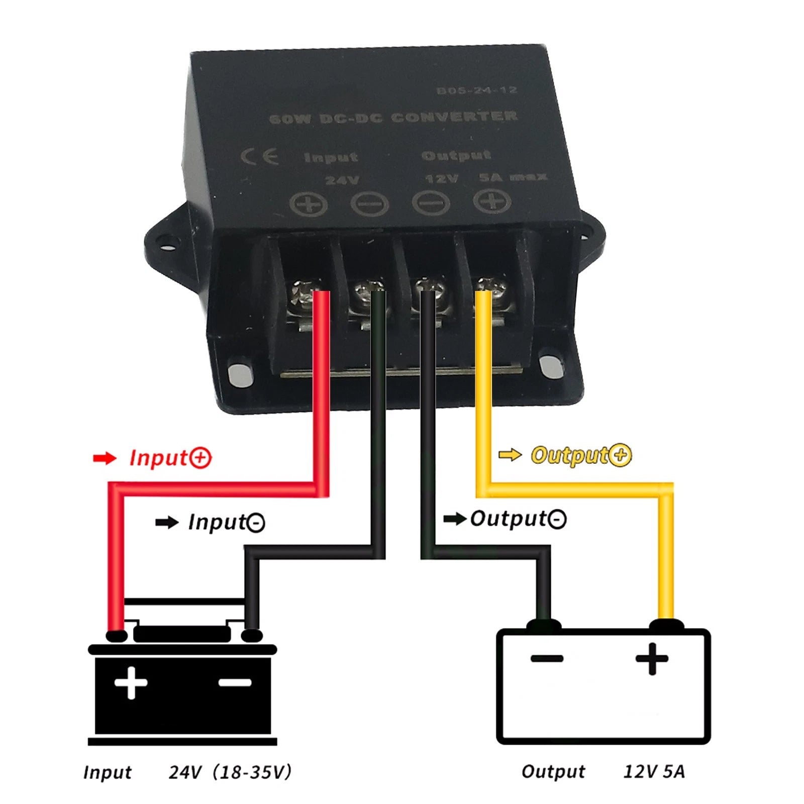 DC Voltage Regulator Converter 5A 60W B05-24-12 for DC 24V to DC 12V