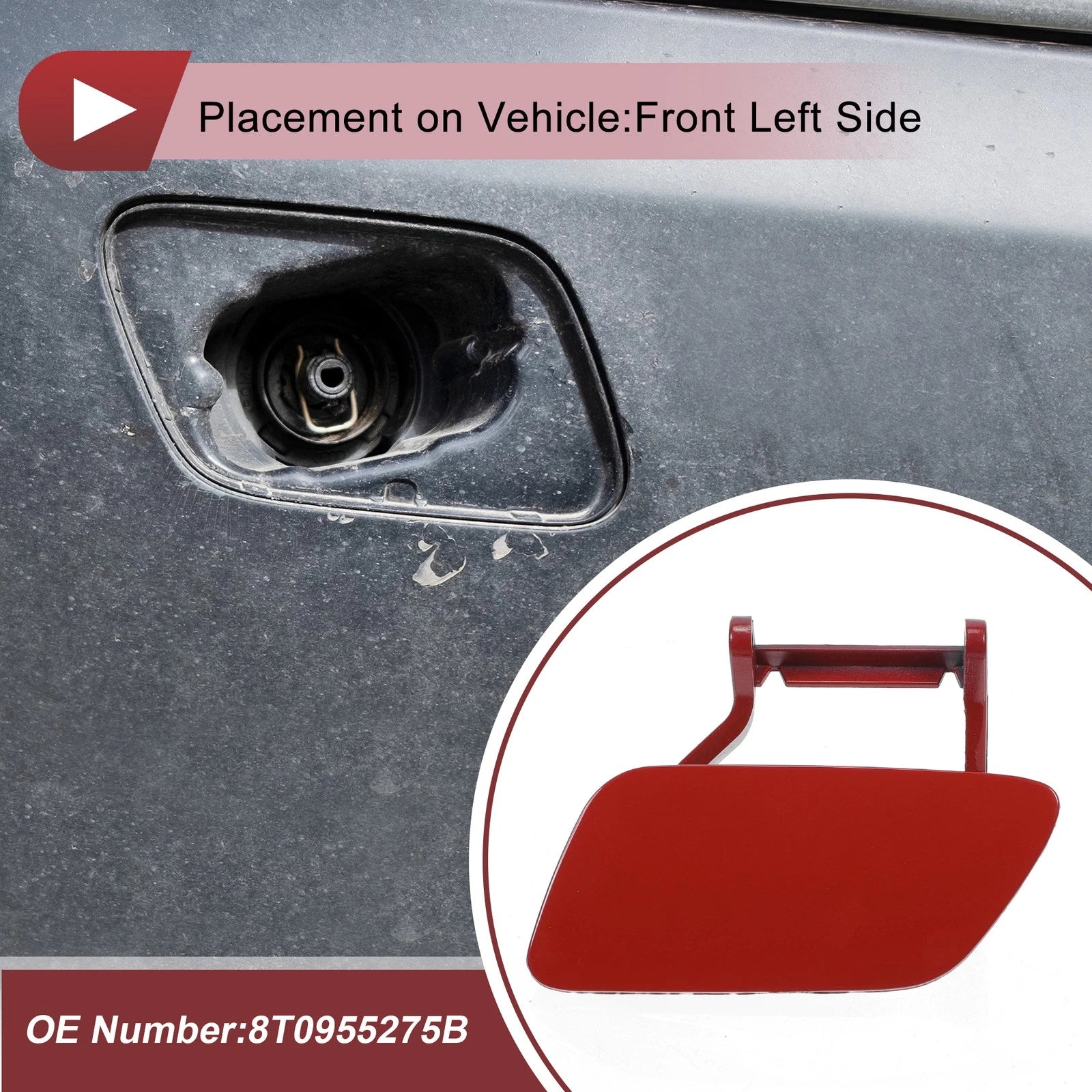 Front Left Washer Nozzle Cover Cap No. 8T0955275B for Audi A5 (2012–2017) Red