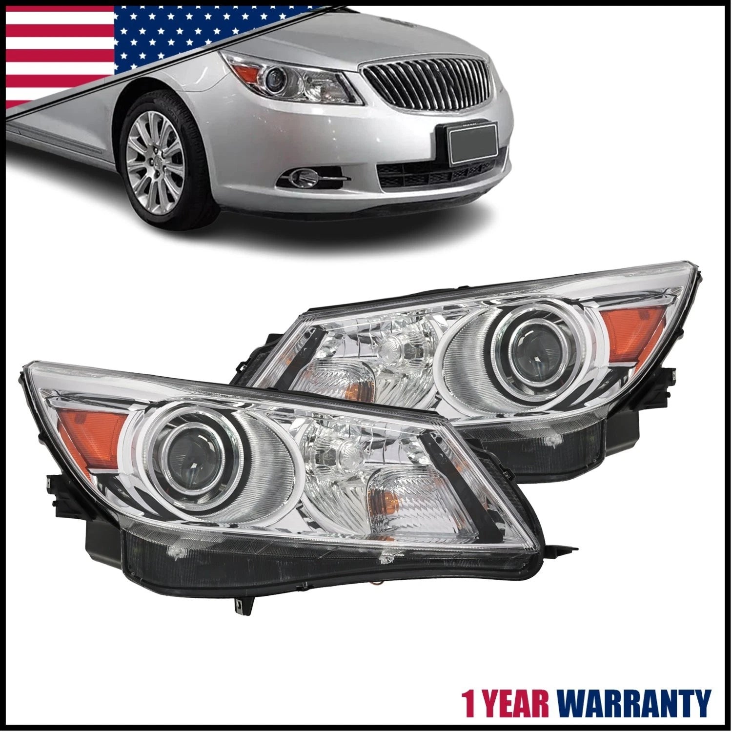 Set of 2 HID/Xenon Headlights for Buick LaCrosse (2010–2013)