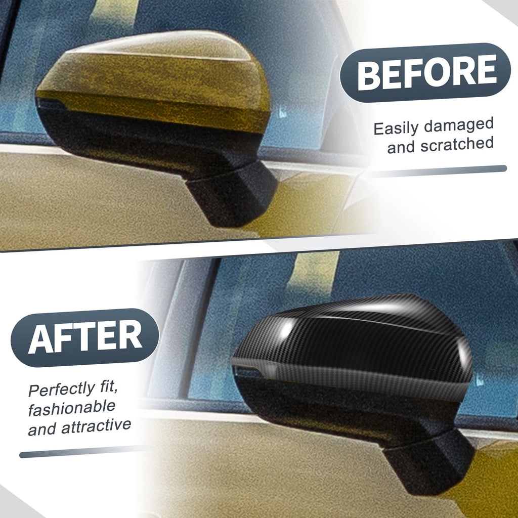 1 Pair Rearview Mirror Cover Cap Black Carbon Fiber for Audi Q2 SQ2 Q3 RSQ3 (2016–2023)