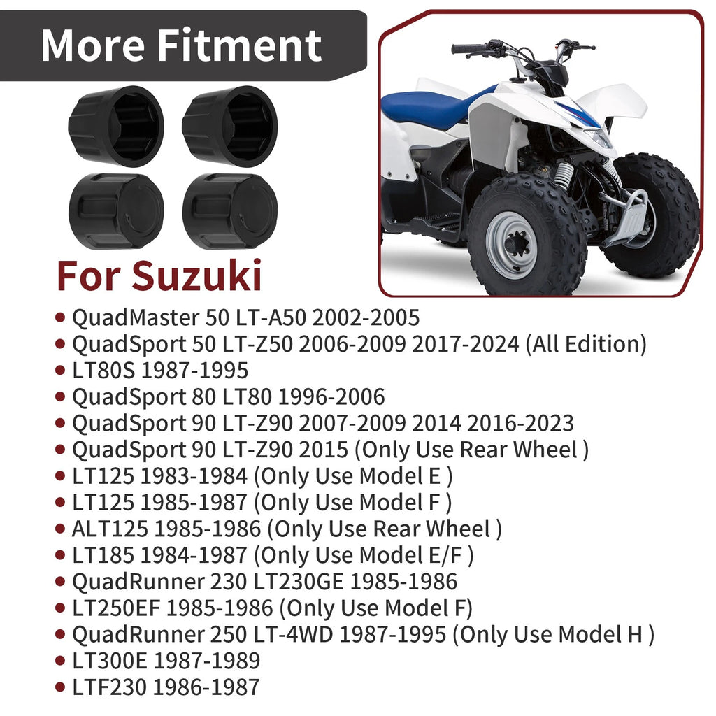 Set of 4 Center Hub Wheel Caps 54725-18A00 for Suzuki Quadrunner (125–300)