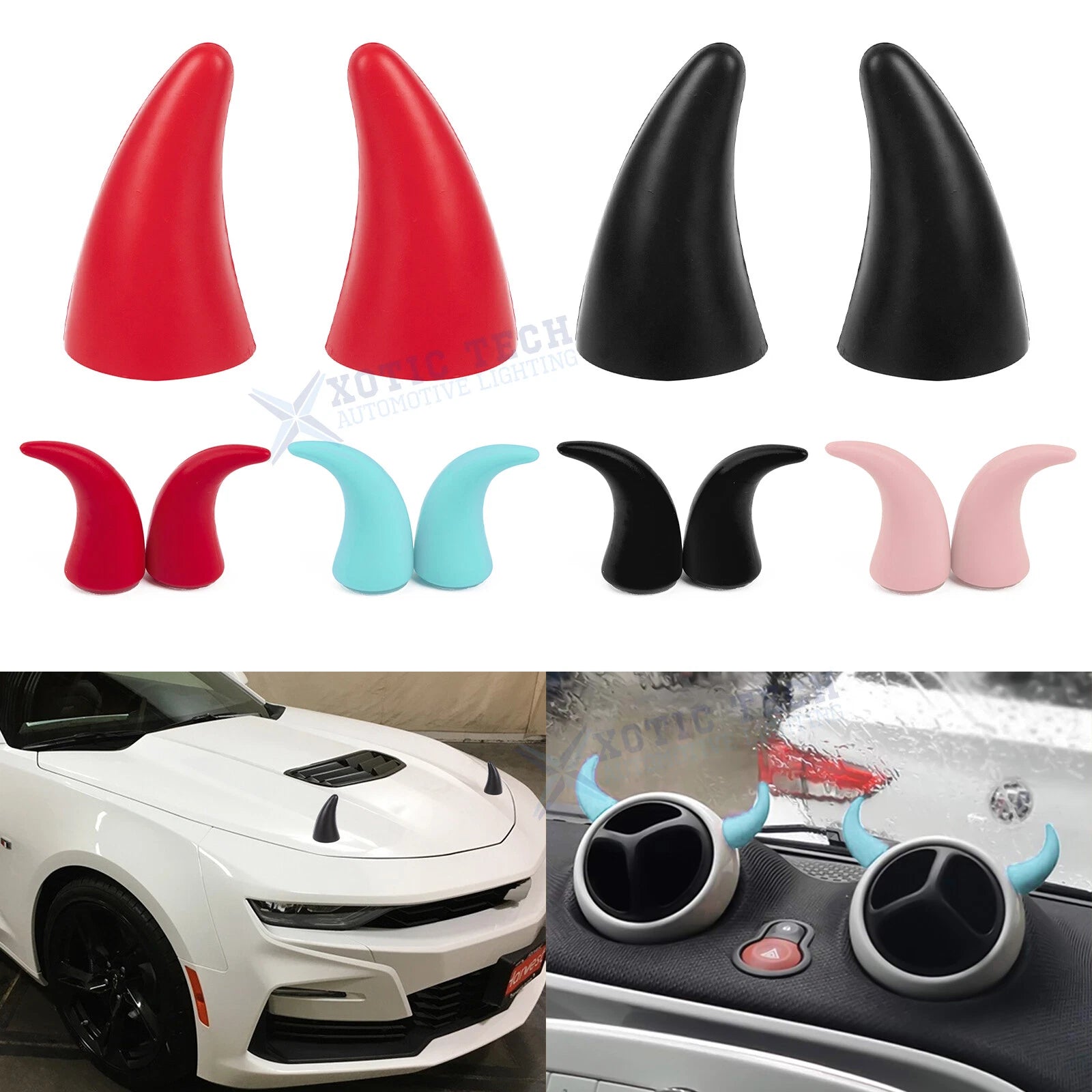 2Pcs PU Foam Devil Bull Horn Stickers for Universal Fit (Halloween)