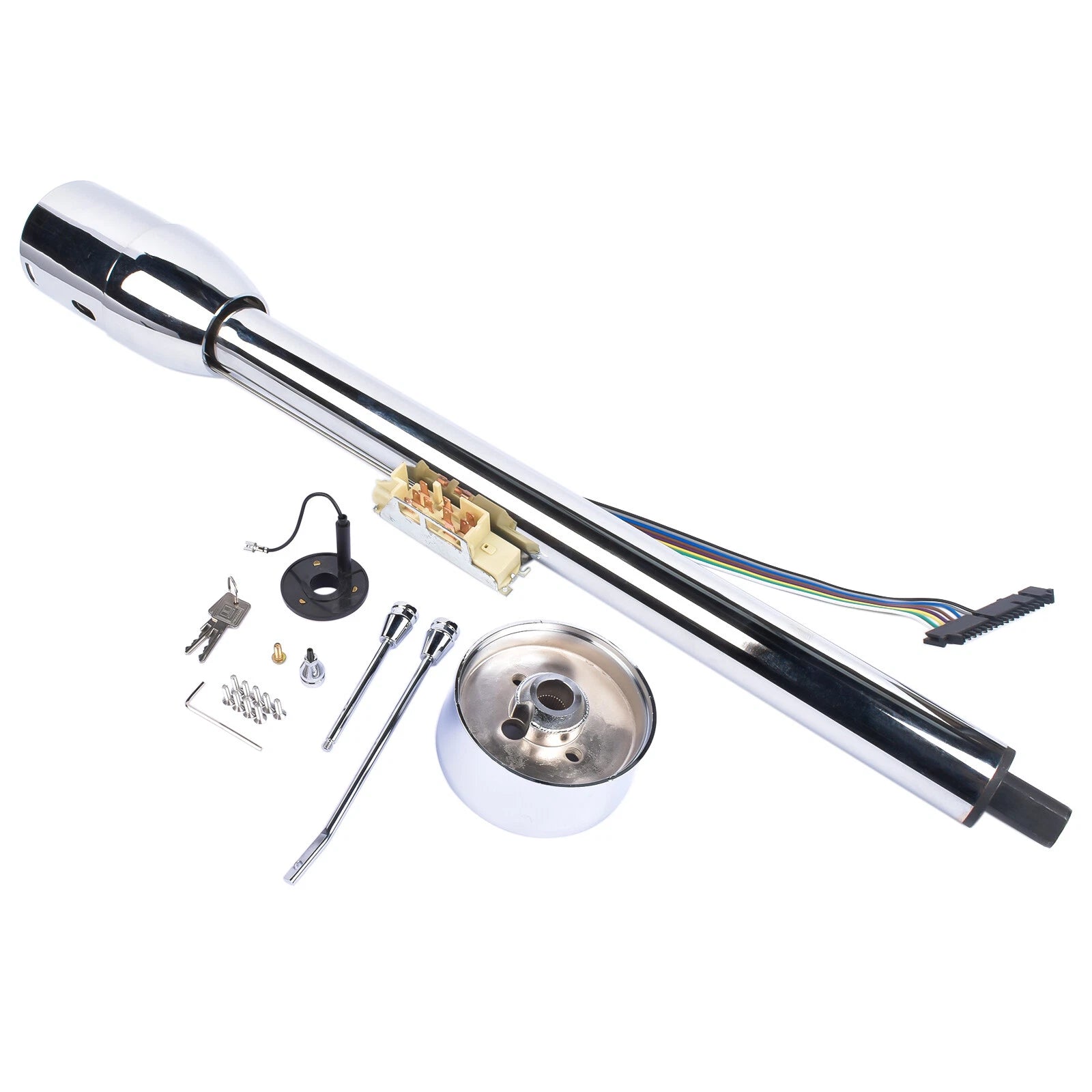 Chrome 32" Manual Tilt Steering Column for Universal Fit (Floor Shift)
