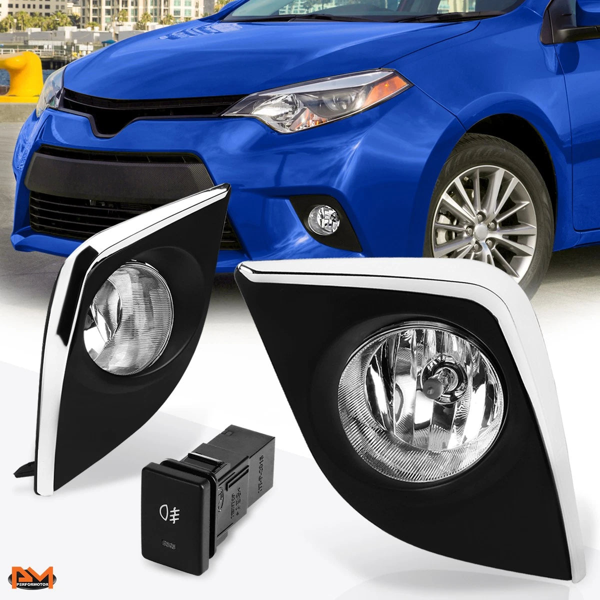 Set of 2 Clear Lens Front Bumper Fog Lights for Toyota Corolla E170 (2014–2016)