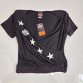 Women's Bandolier Crop V-Neck Short Sleeve Shirt for Harley-Davidson (HT4809BLK)
