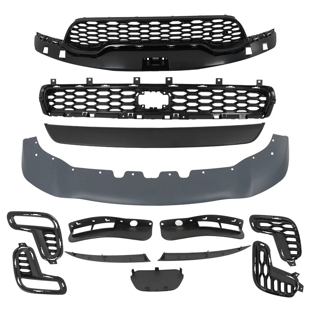 Front Bumper Grill + Skid Plate + Fog Light Frame for Dodge Durango (2021–2023)