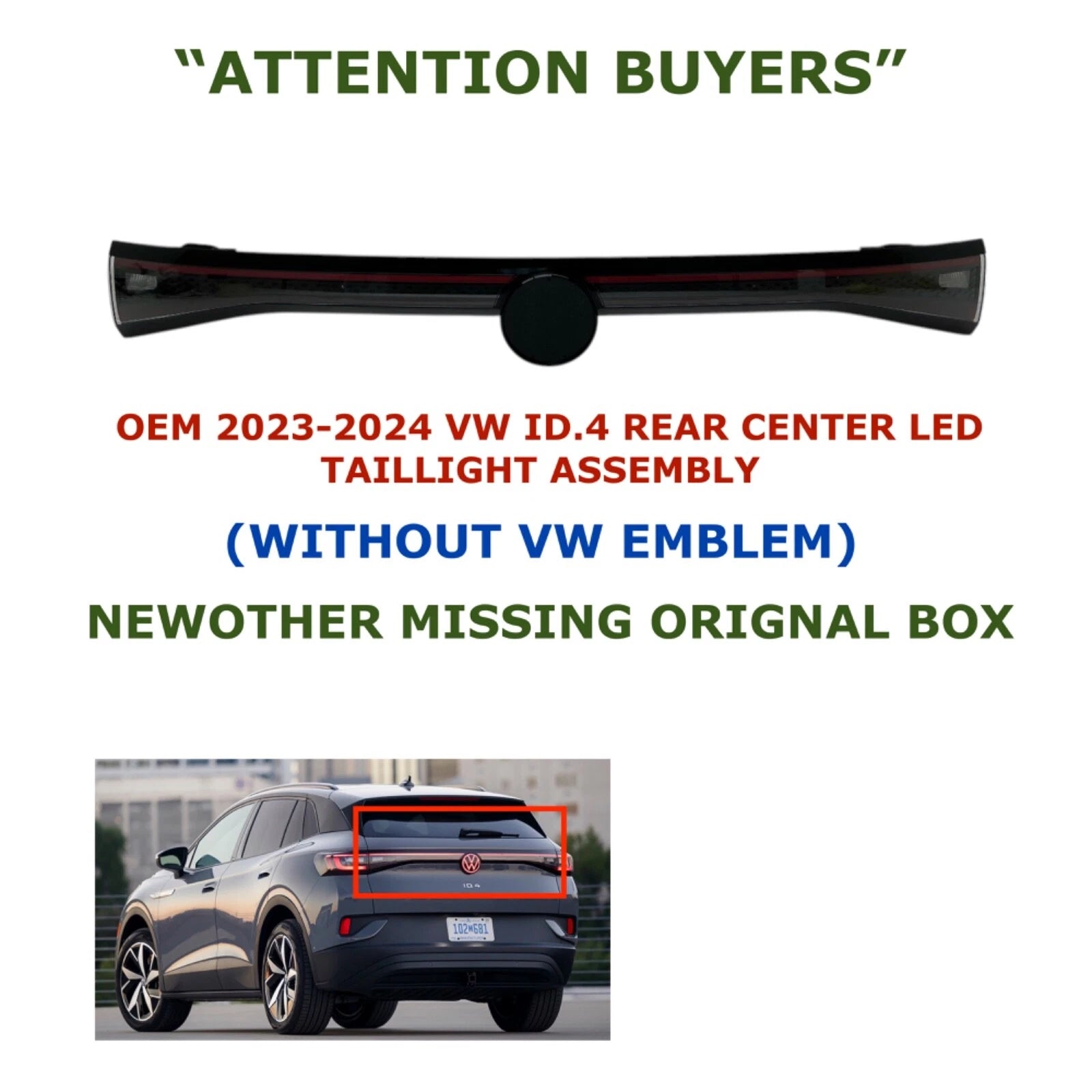 OEM Rear Center LED Taillight for Volkswagen ID.4 (2023–2024) 11k.945.093