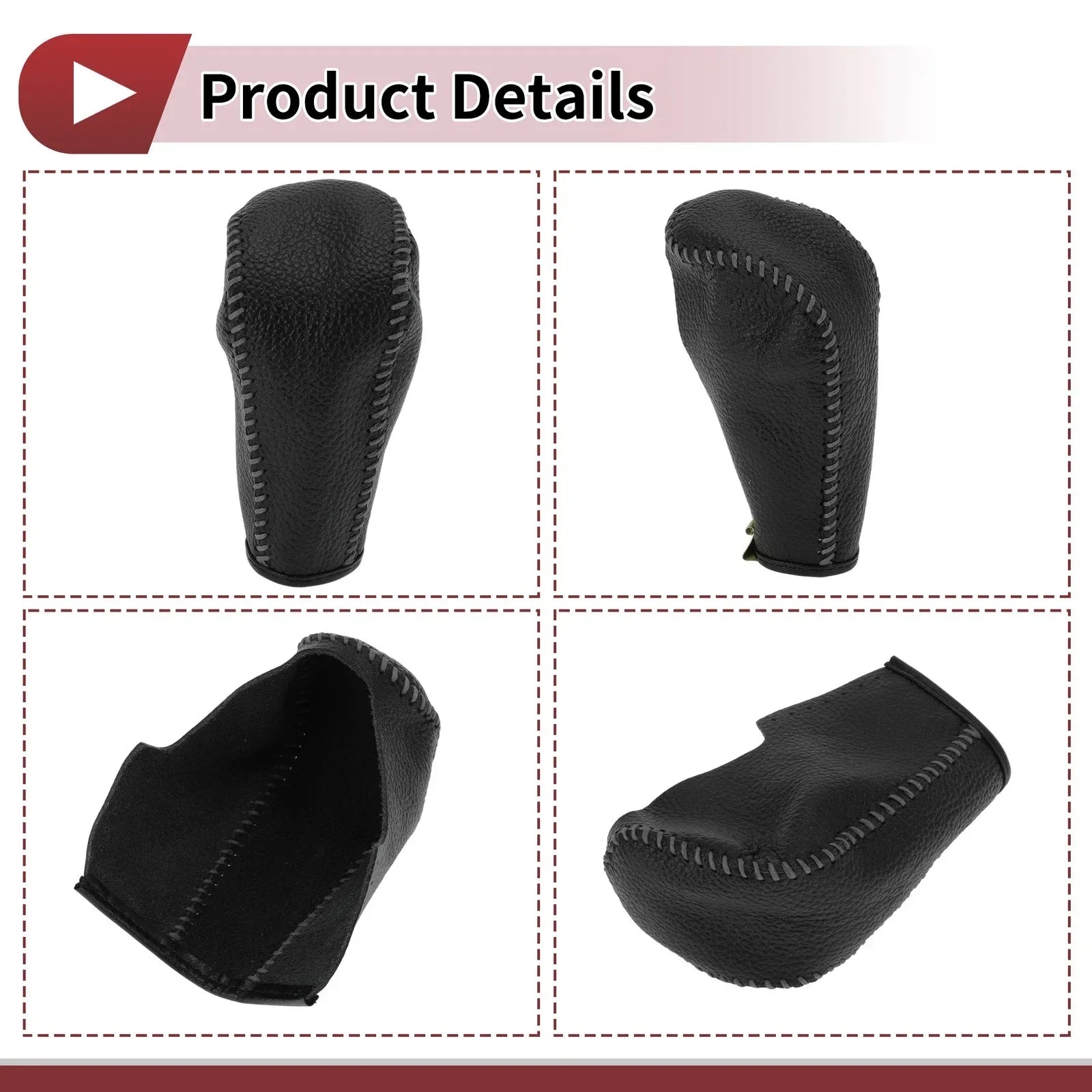 Gear Shift Knob Cover for BMW 3 Series E90 (2004-2012) Faux Leather Black Gray