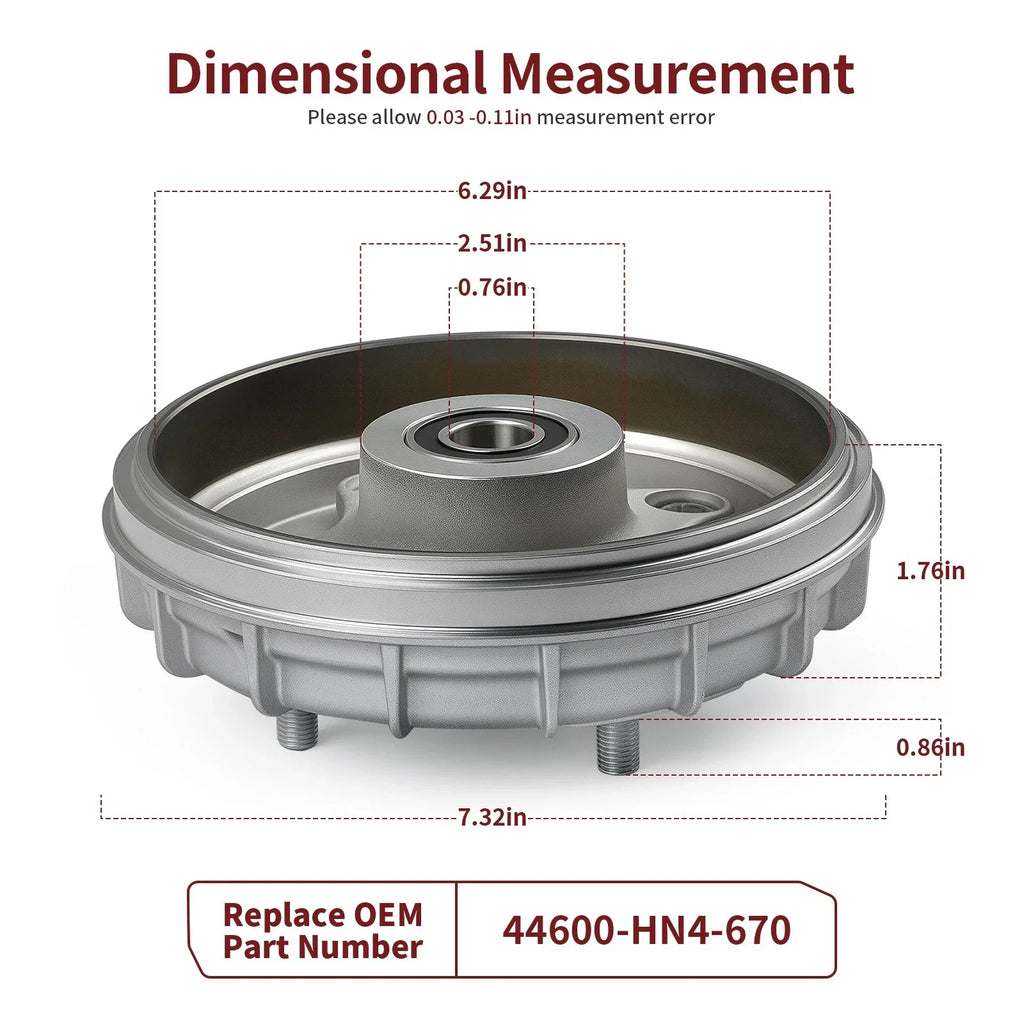 Front Brake Drum for Honda Rancher 350 TRX350TE TRX350TM (2000–2006)