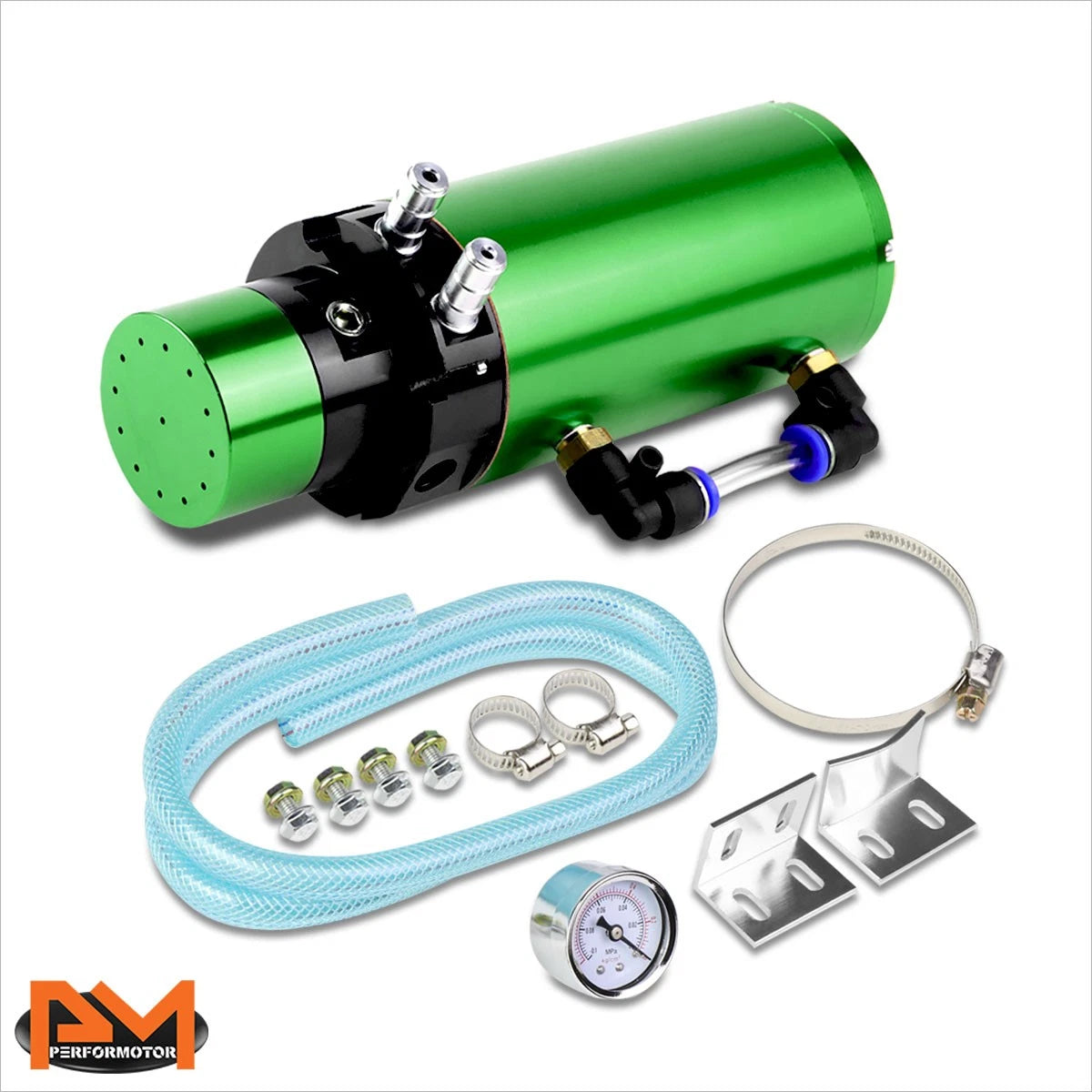 Aluminum Engine Oil Catch Reservoir Breather Tank with PSI Gauge for