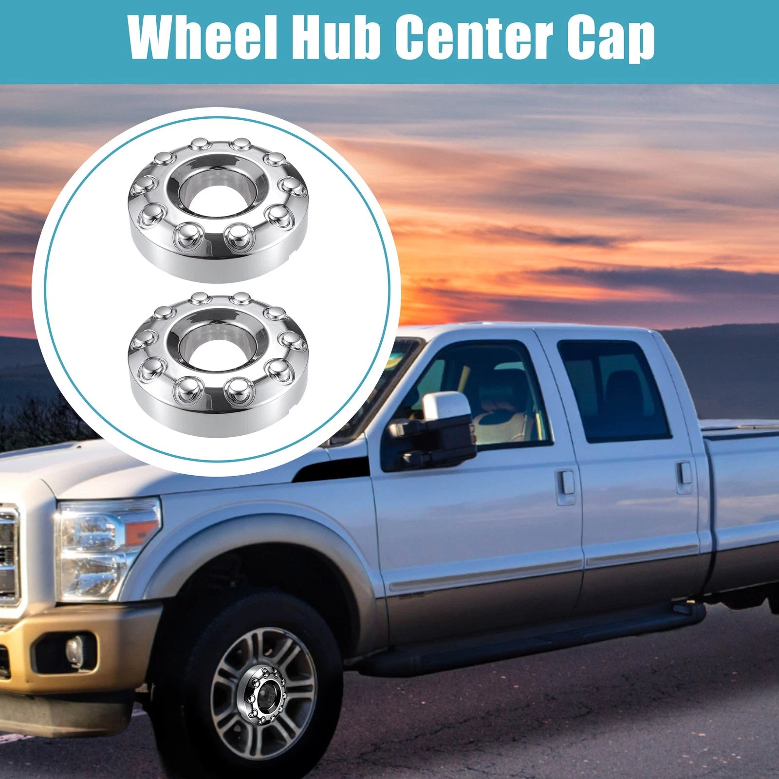2X Front Wheel Center Hub Caps 10 Lug Chrome for Ford F450 F-550 (2008–2023)