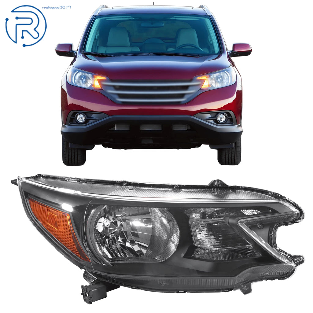 Headlights for Honda CR-V (2012–2014) Halogen Black Right Passenger Side