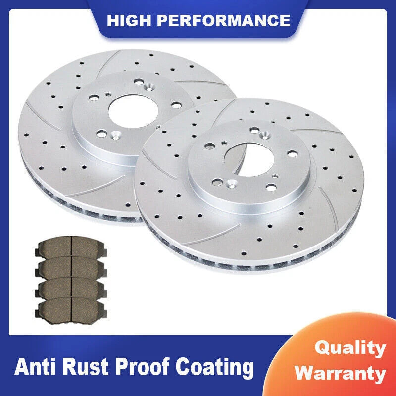 Front Slotted Rotors and Ceramic Brake Pads Kit for Honda Accord TSX (2003–2008)