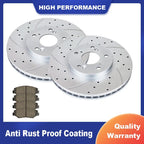 Front Slotted Rotors and Ceramic Brake Pads Kit for Honda Accord TSX (2003–2008)