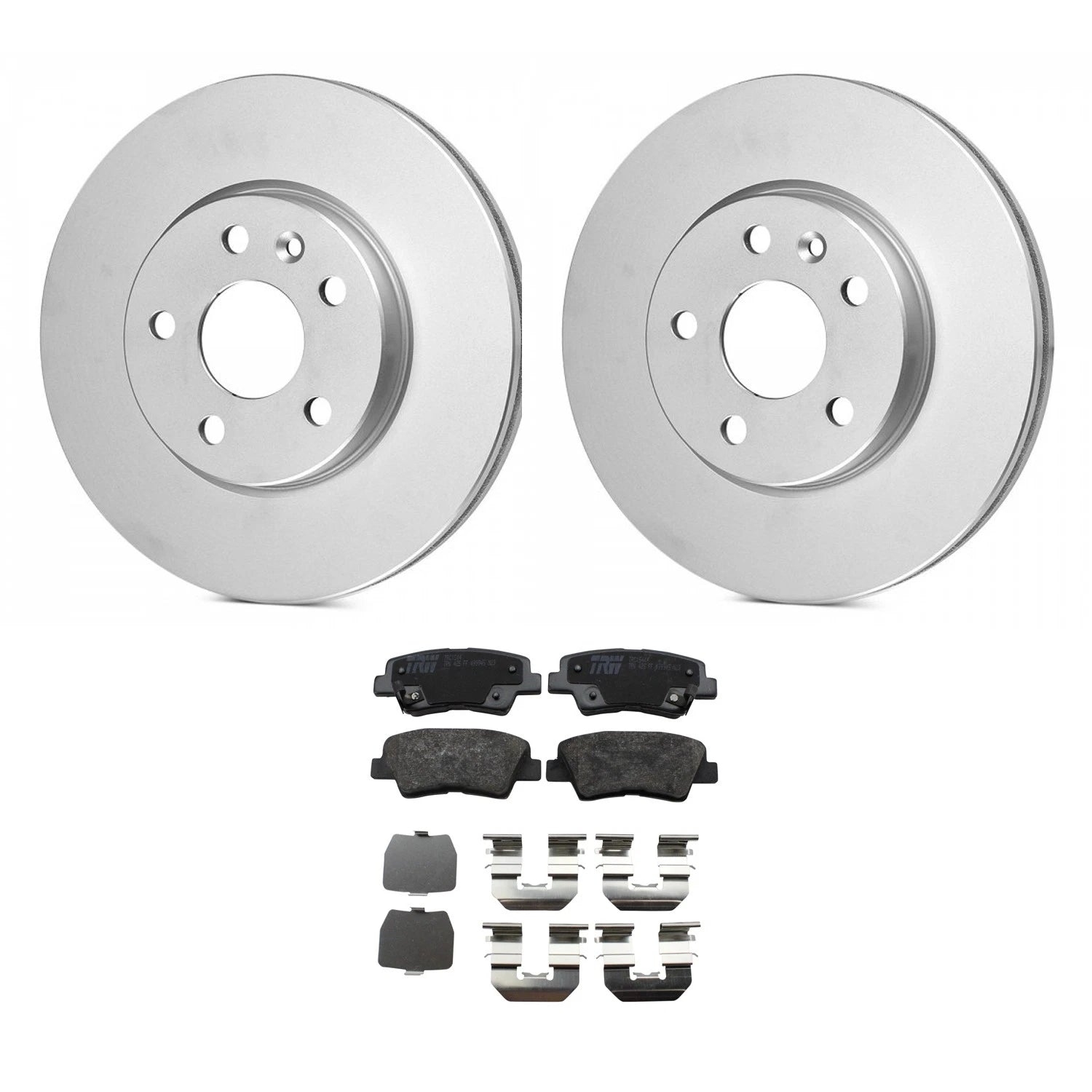 Set of 2 Bosch QuietCast Rear Rotors & TRW Pro Ceramic Pads for Accent Rio