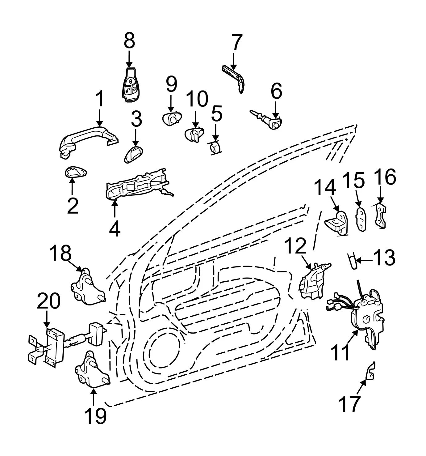 Genuine Front Passenger Right Exterior Door Handle 21176012709650 for Mercedes