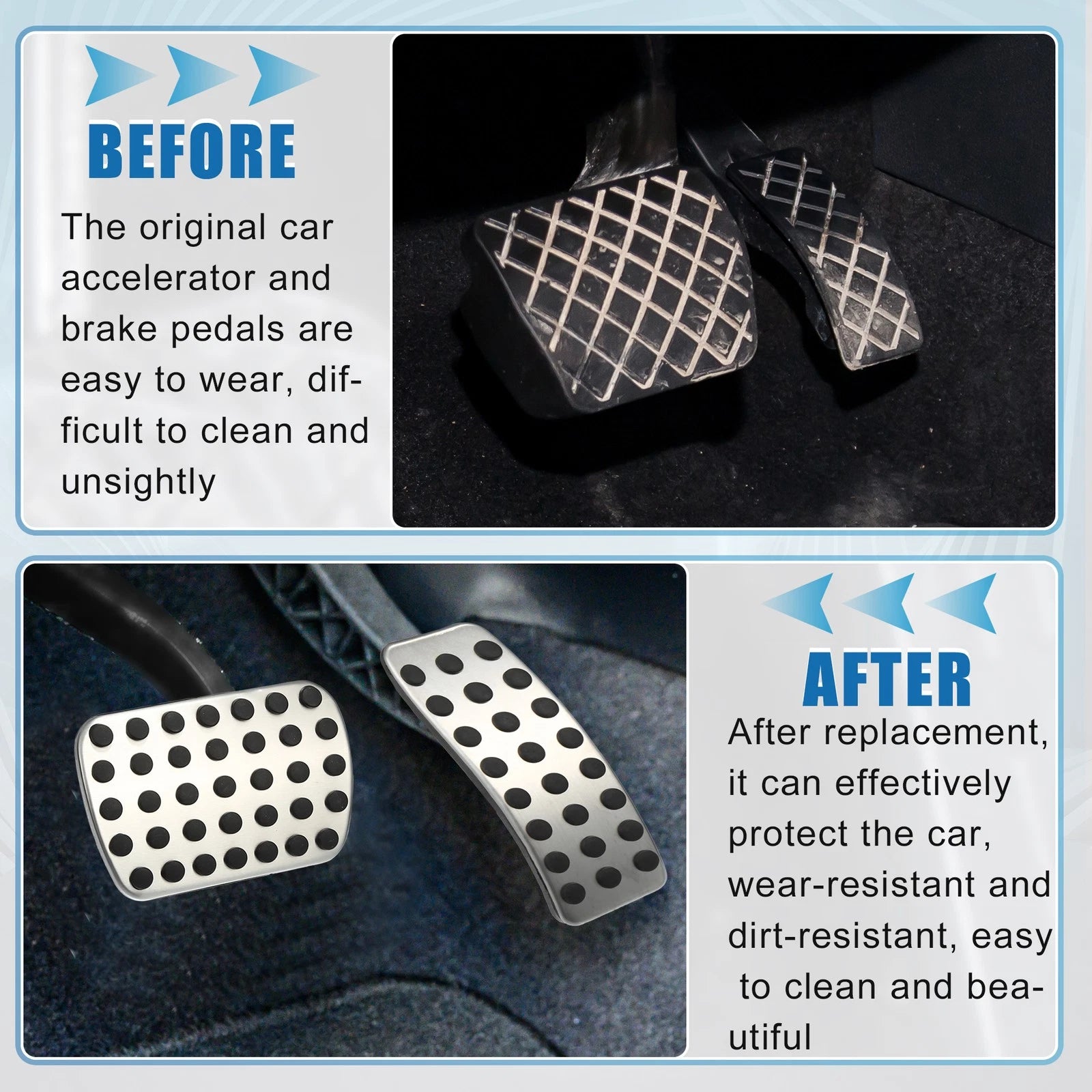 4X Accelerator & Brake Pedal Covers for Mercedes-Benz CLA180 (2015)