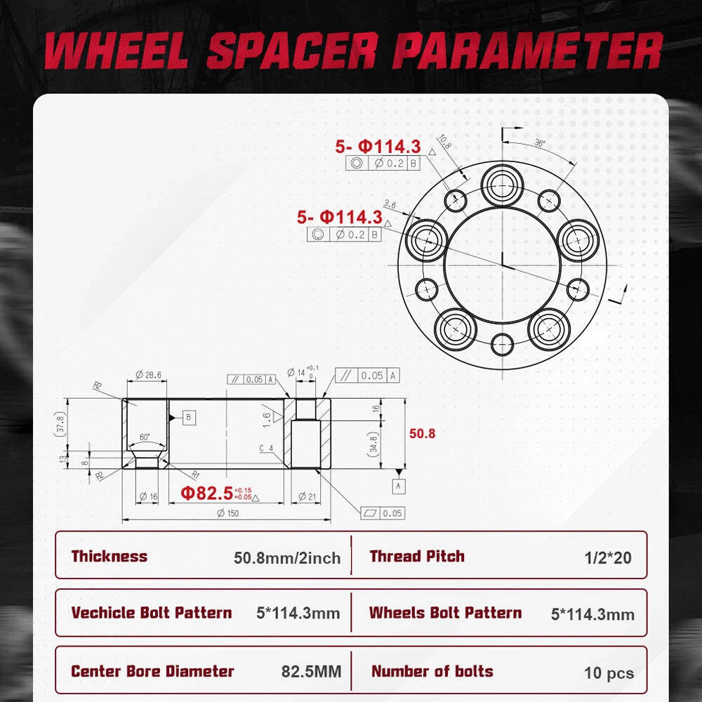 Wheel Spacers for Ford Ranger Mustang Edge Jeep Wrangler (2000-2025)