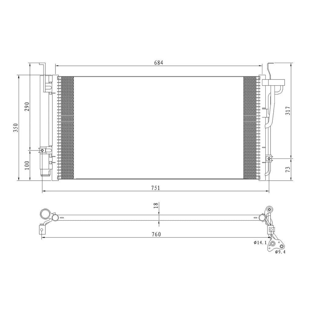 Replacement A/C Condenser w/Receiver Drier (See compatibility Chart)