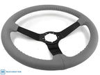 14" Black Gray Leather 3 Spoke Steering Wheel for GM Comfort Grip Replacement (1989–1997)