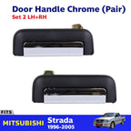 L+R Outer Door Handles Chrome Fits Mitsubishi Triton L200 UTE Truck 1996-05 DE