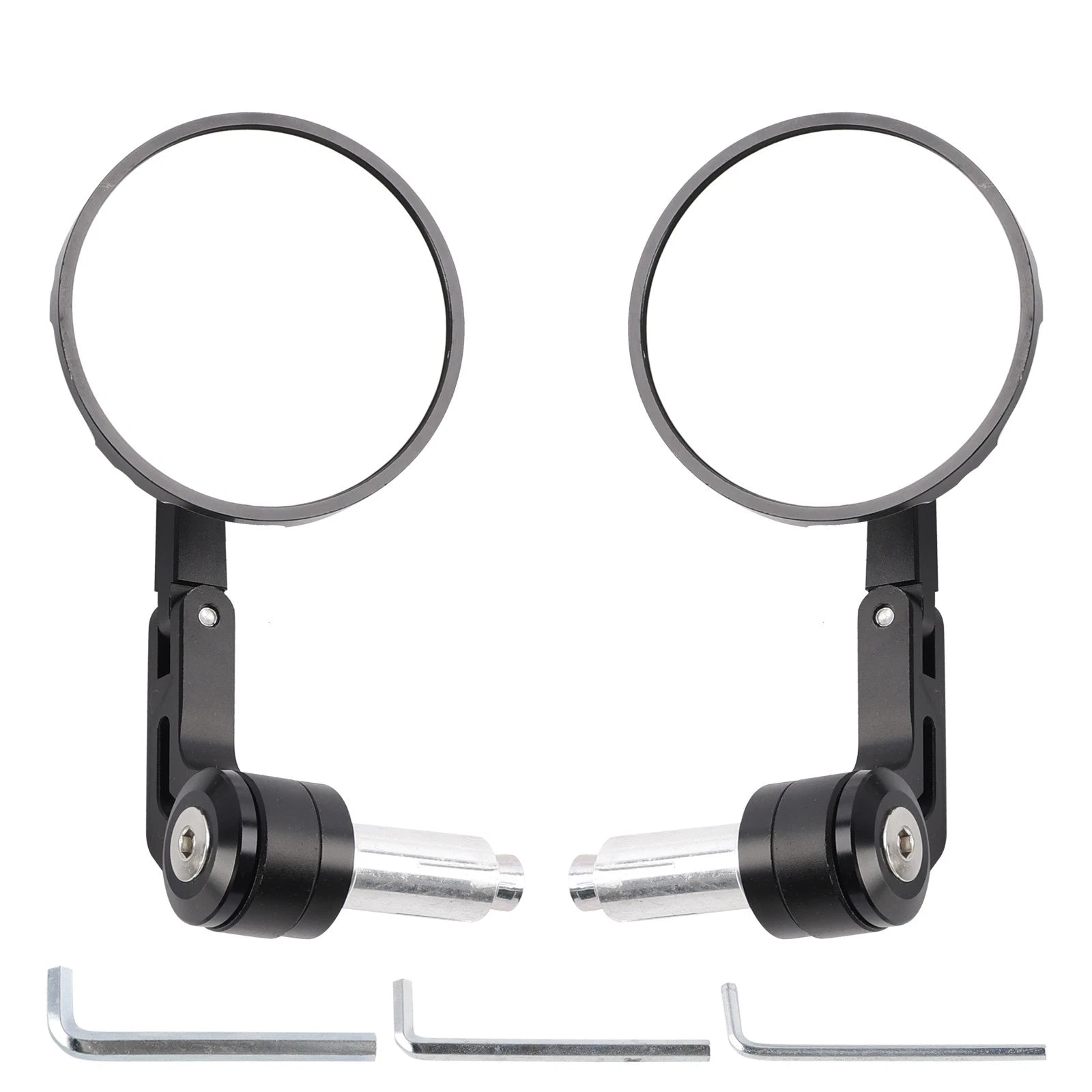 3" Round Bar End Mirror Set for Universal Fit (7/8" & 1") - Carbon Black