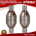 2X 2.25" Inlet/Outlet Catalytic Converter with O2 Port Stainless Steel
