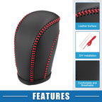 Gear Shift Lever Cover for Volkswagen Atlas (2018–2022) Black Red Stitches