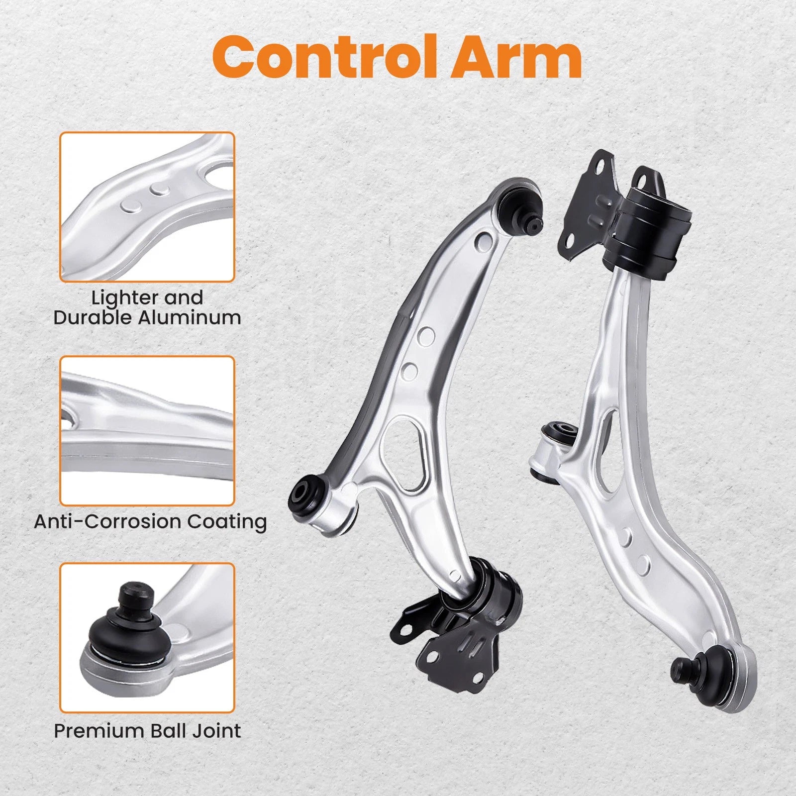 2x Front Suspension Control Arm Kit and Ball Joints for Ford Focus (2013–2018)