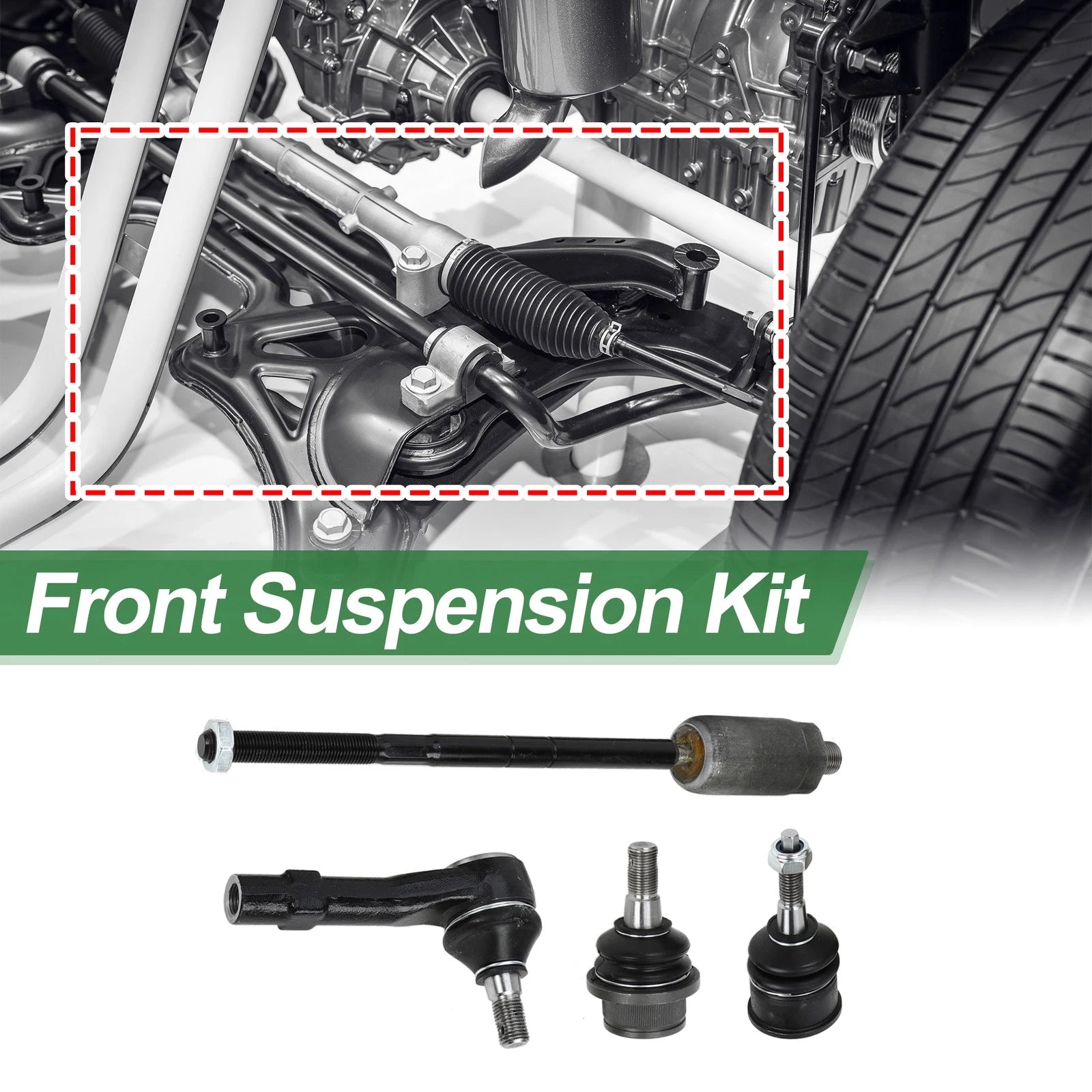 8pcs Front Suspension Kit Inner Outer Tie Rod End Ball Joint for Ford Explorer (2011–2021)