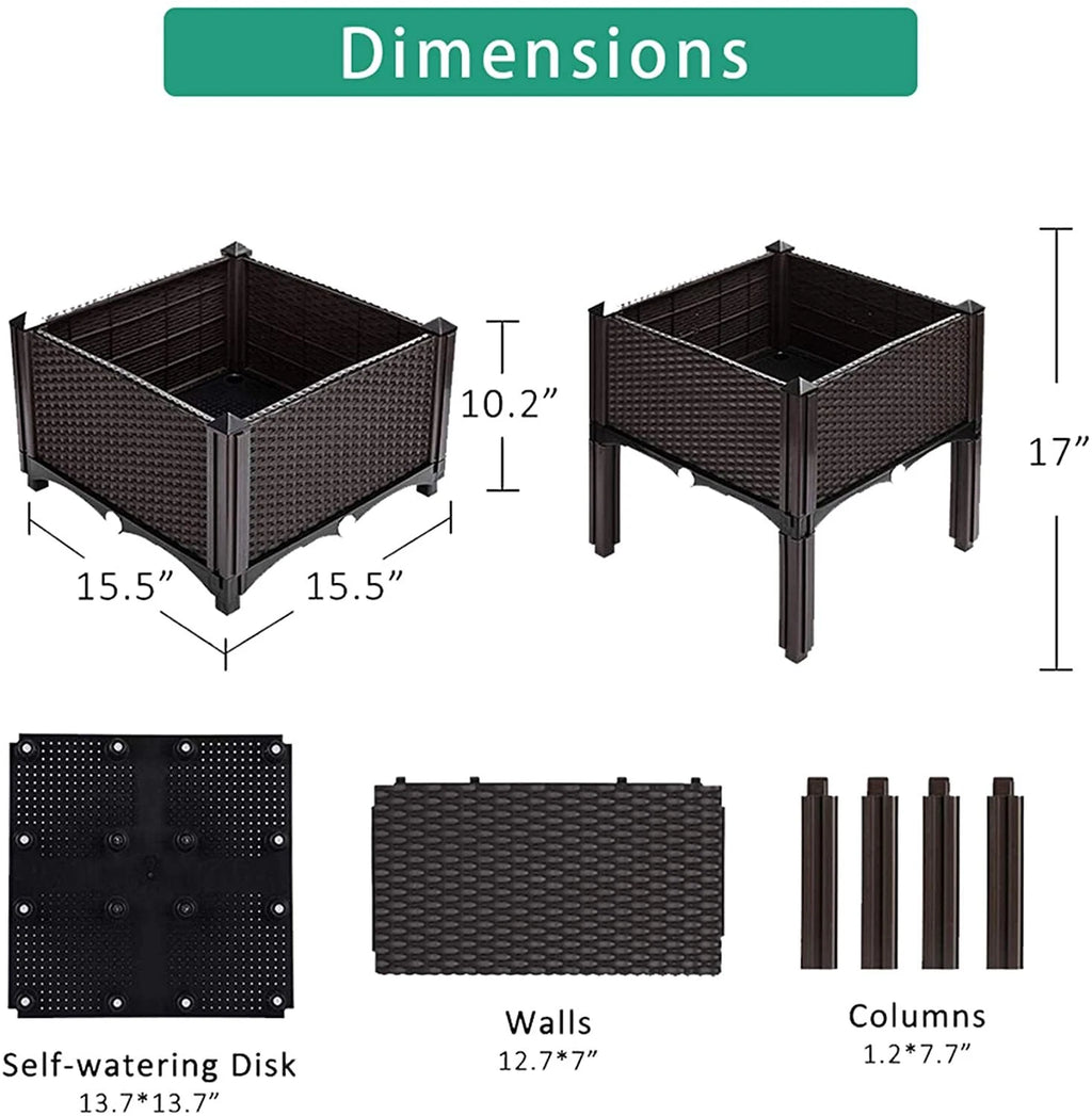 Raised Plastic Garden Bed Planter for Outdoor Vegetables and Herbs