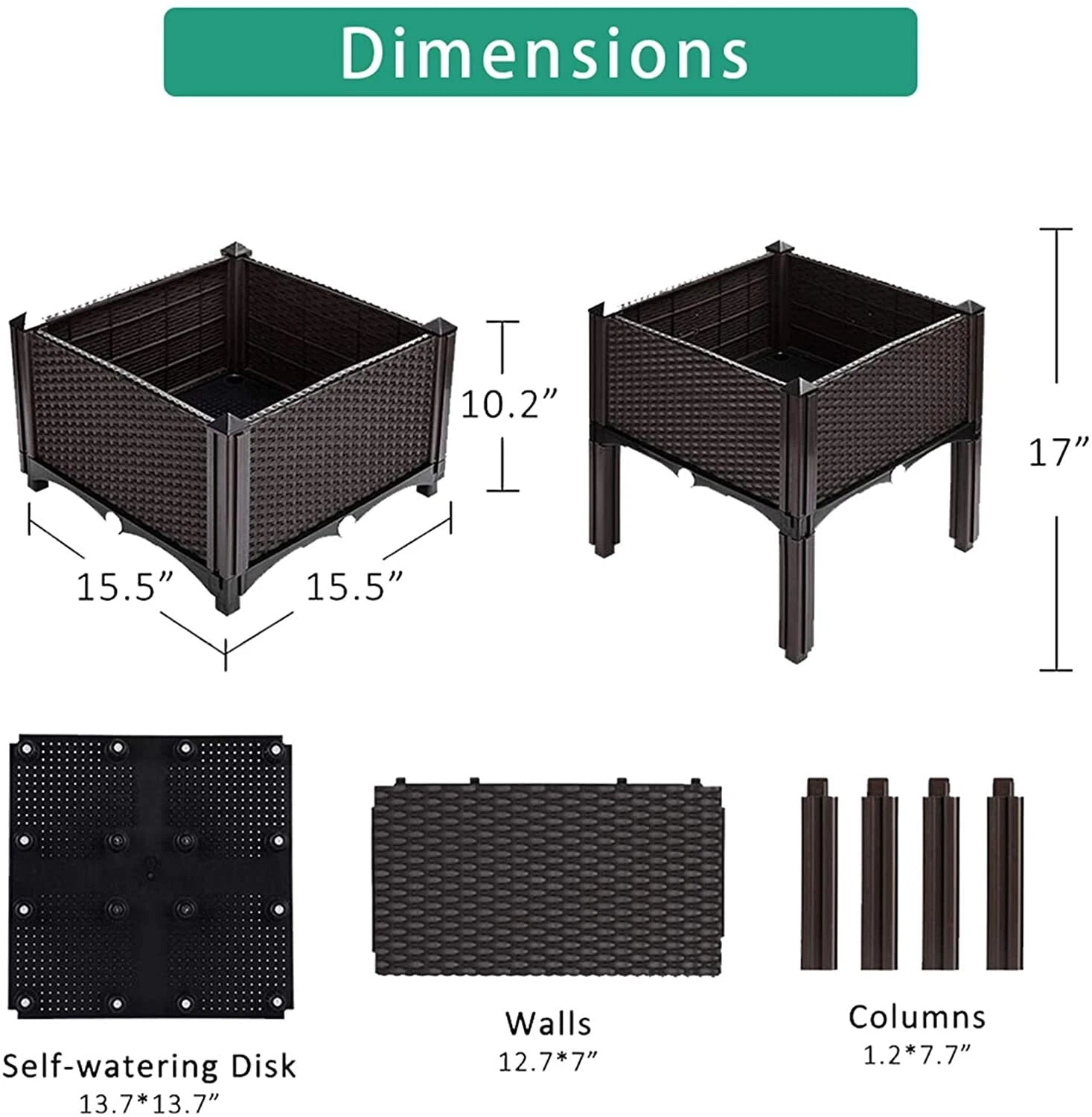 Raised Plastic Garden Bed Planter for Outdoor Vegetables and Herbs