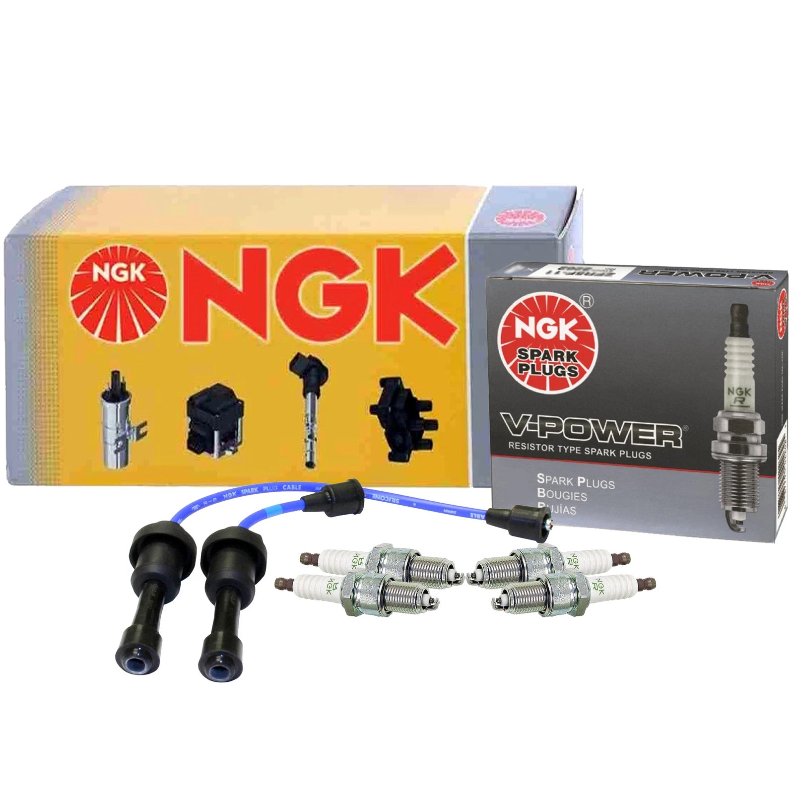Set of 4 NGK V-Power Spark Plugs for Hyundai Santa Fe Sonata Kia Optima (L4)