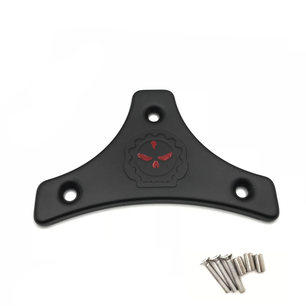 Black Cushion Backrest w/ Skull Plate for Harley Touring Road King (1997–2017)