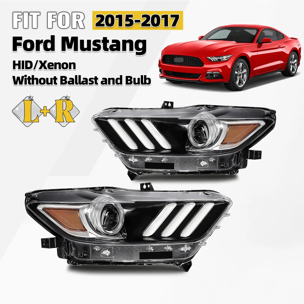 HID/Xenon Headlight Assembly Pair for Ford Mustang (2015–2017)
