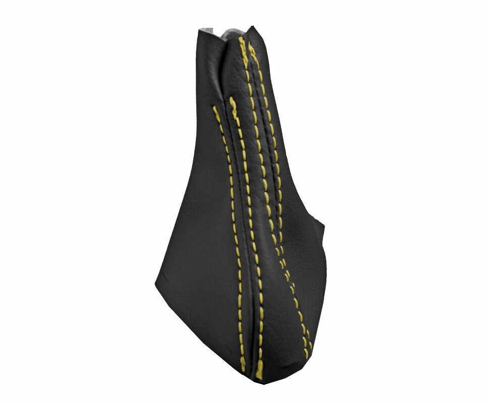 Leather Automatic Shift Boot Cover for Volvo XC90 (2003–2014) Black Yellow Stitch