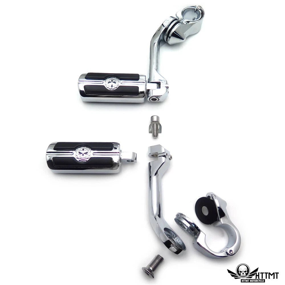 Gear Skull Chrome Footpeg Footrest for Harley Softail Deluxe (2005–2017)