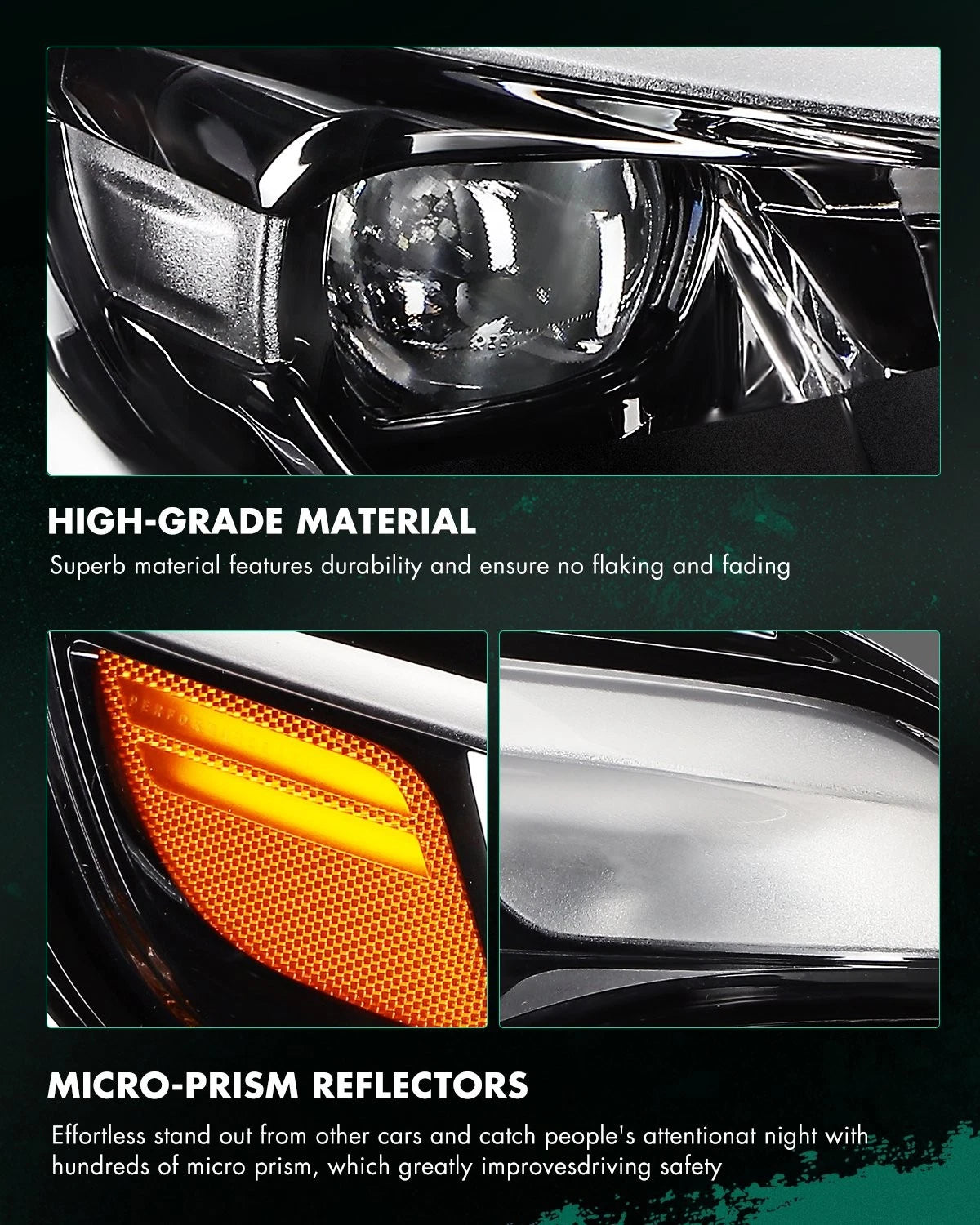 Left Side Headlight Assembly for Jeep Cherokee (2019–2023) Black Housing